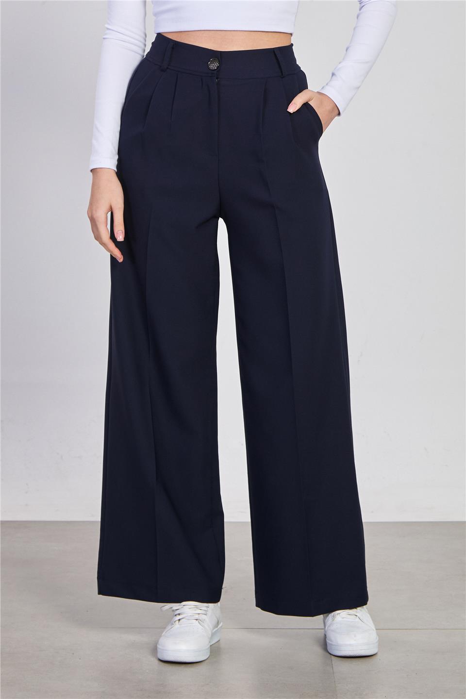 Kadın Double Palazzo Pantolon - Lacivert