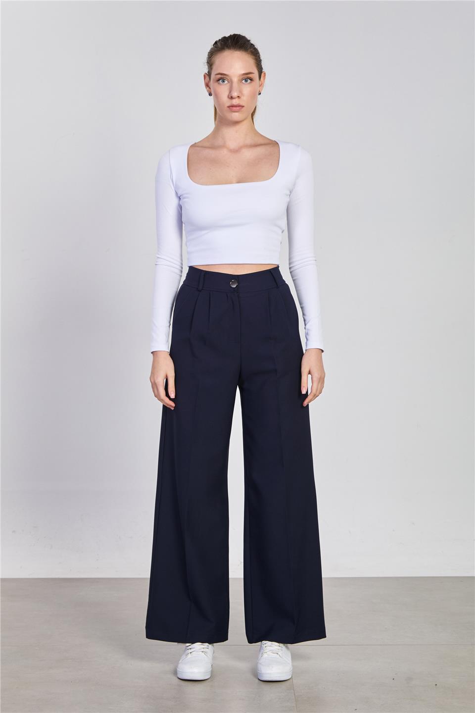 Kadın Double Palazzo Pantolon - Lacivert