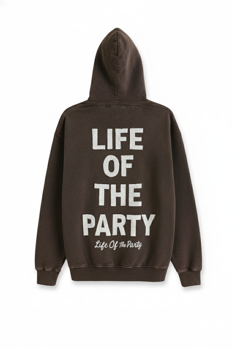 Erkek Arkası Yazılı Kanguru Cep Sweatshirt - Kahve