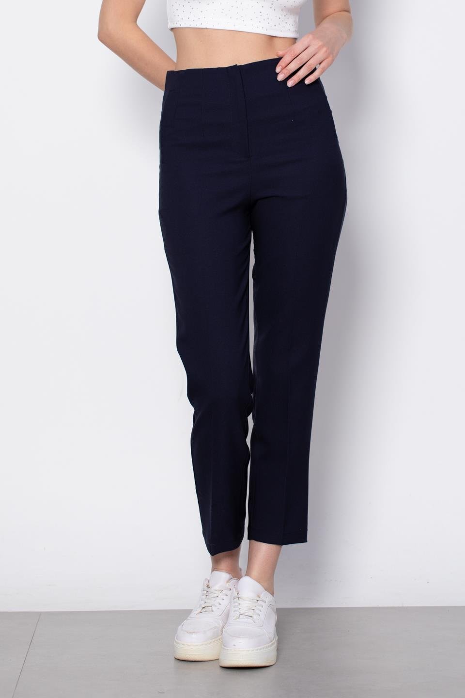 Kadın Pensli Kumaş Pantolon - Lacivert