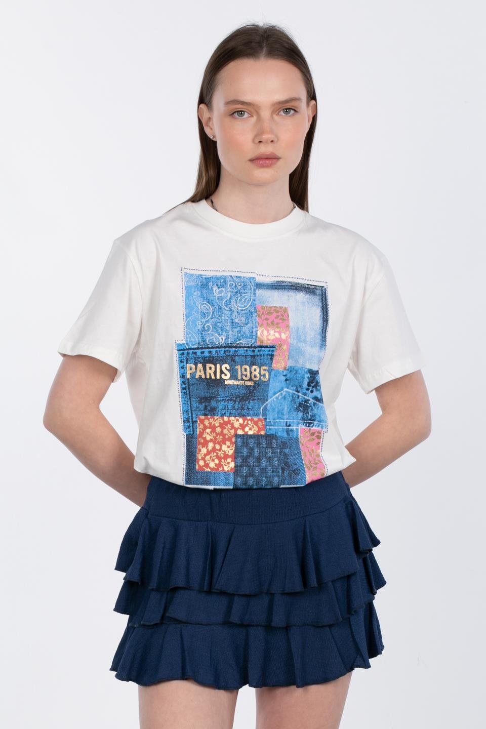 Fırfırlı Mini Etek - İndigo