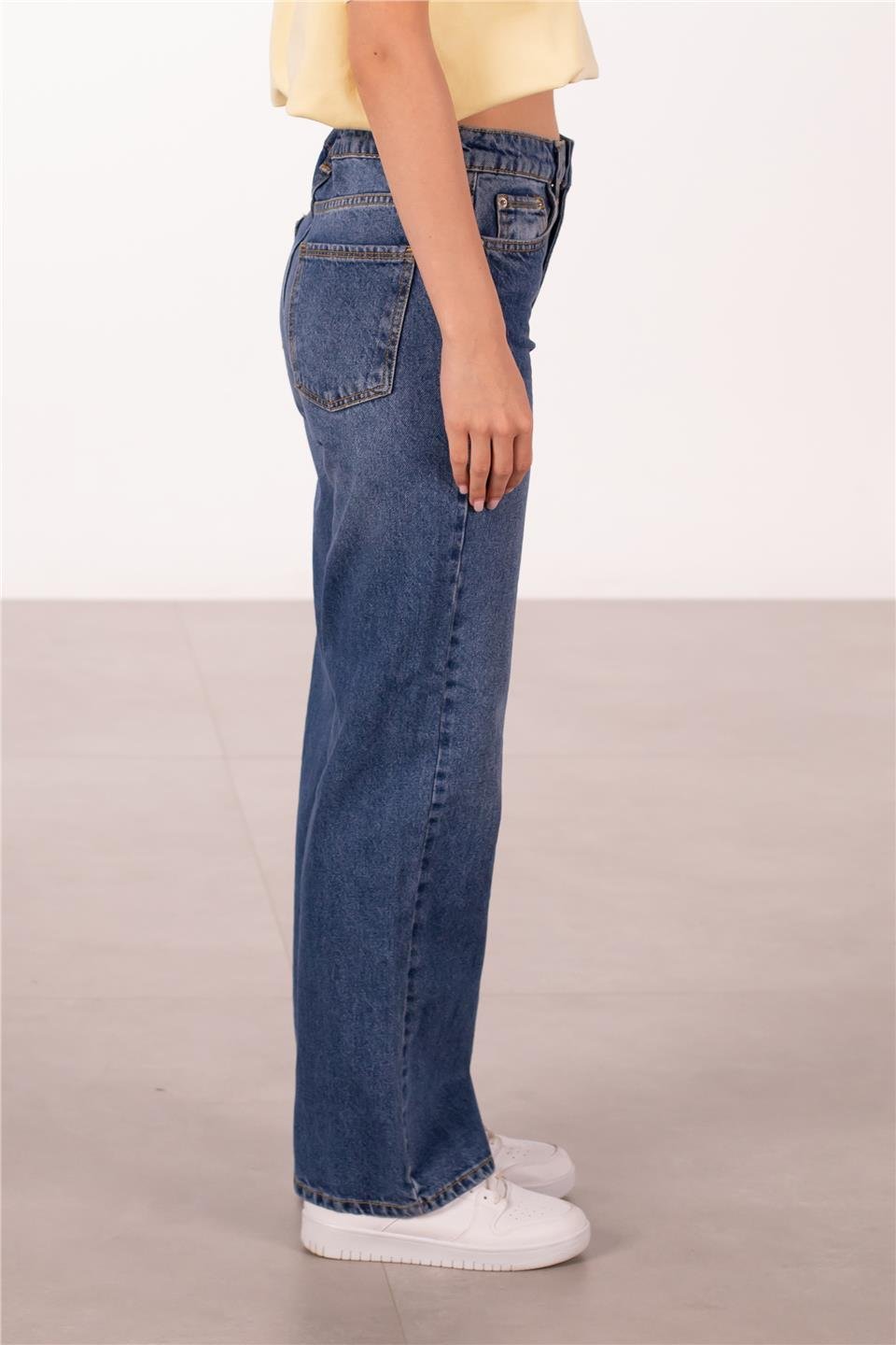 Kadın Geniş Paça Jean Pantolon - Orta Mavi