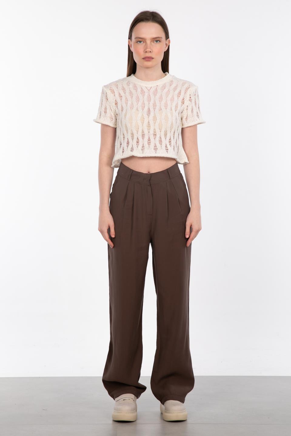 İnce Modal Kumaş Pantolon - Kahve