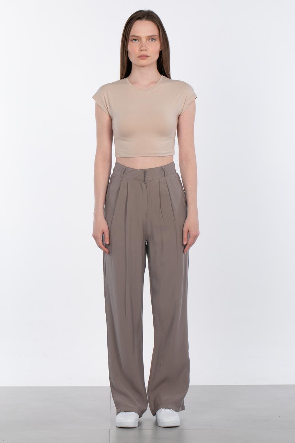 İnce Modal Kumaş Pantolon - Vizon