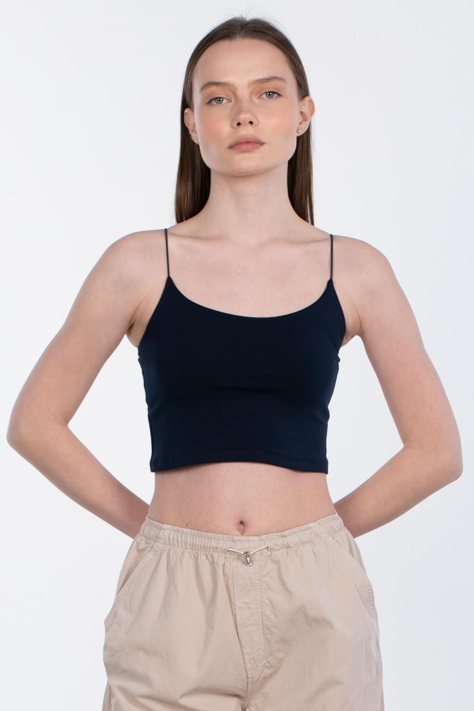 İp askılı crop body-R947 Lacivert