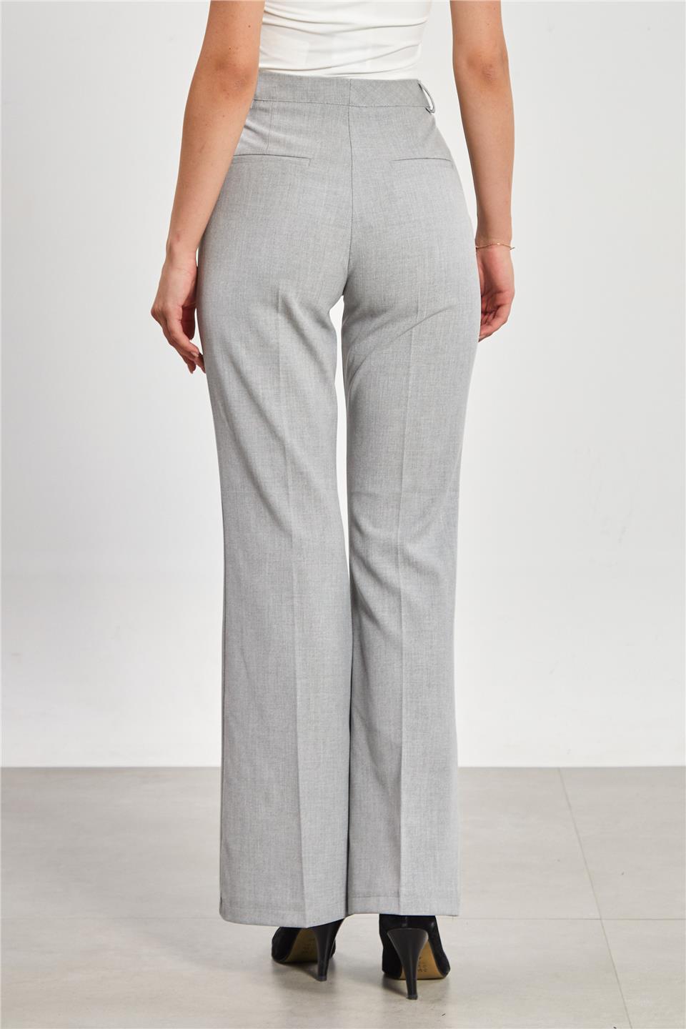 İspanyol Paça Kadın Kumaş Pantolon - Açık Gri