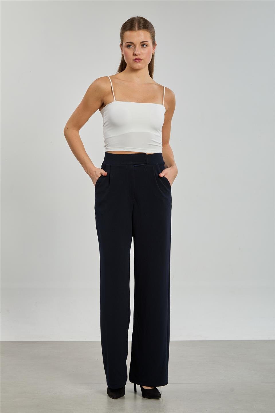 Kadın Beli Cırtlı Pantolon - Lacivert