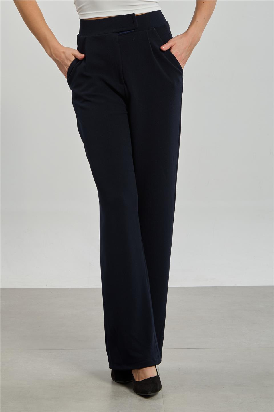 Kadın Beli Cırtlı Pantolon - Lacivert