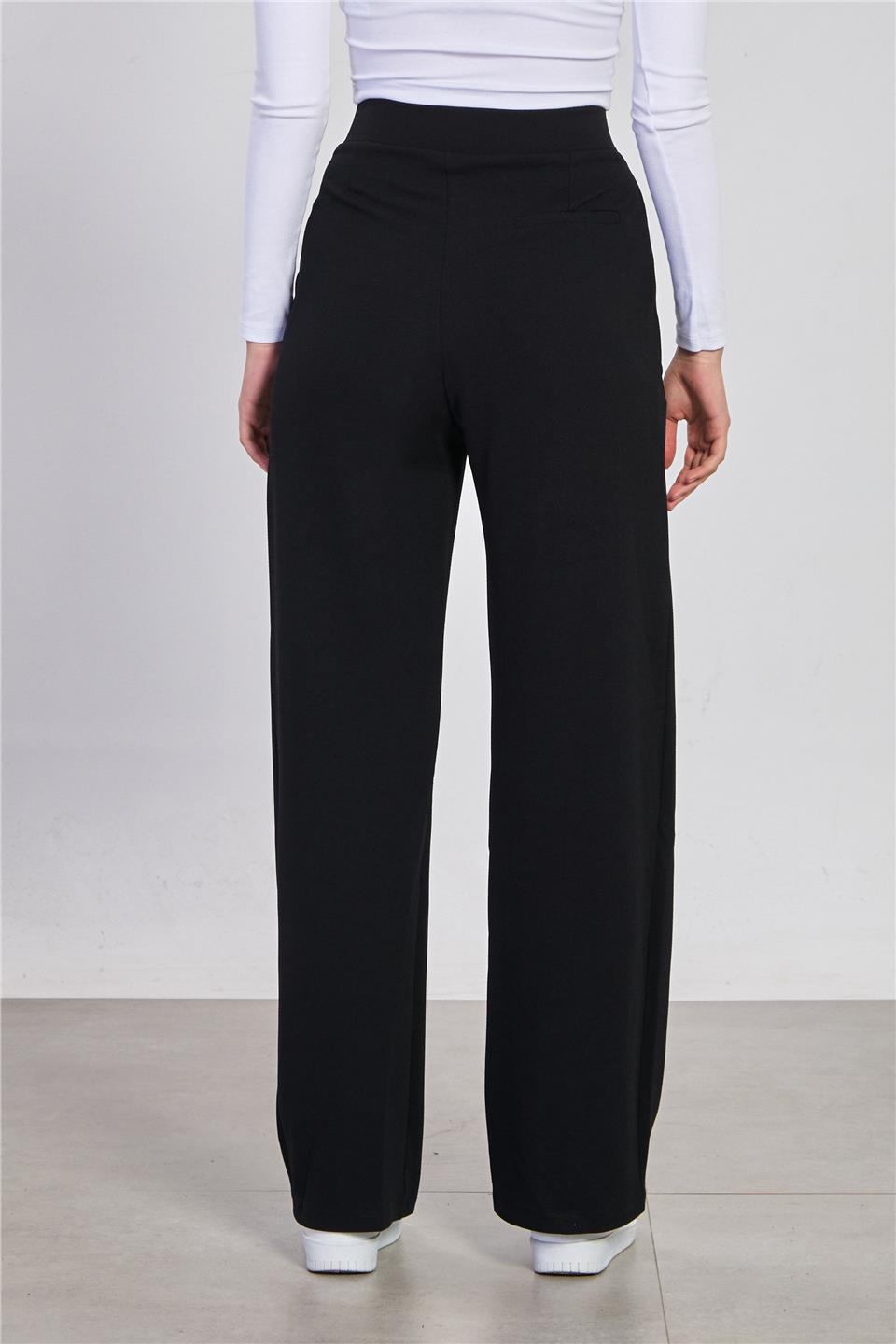 Kadın Beli Cırtlı Pantolon - Siyah