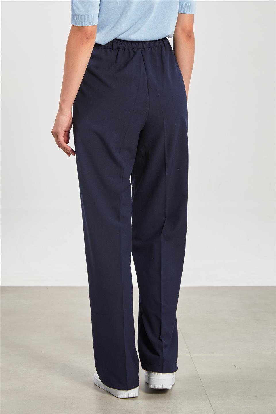 Kadın Beli Lastikli Palazzo Pantolon - Lacivert