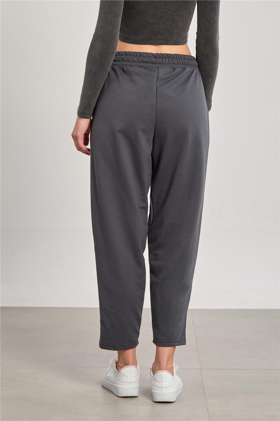 Kadın Çimalı Havuç Eşofman Altı - Antrasit