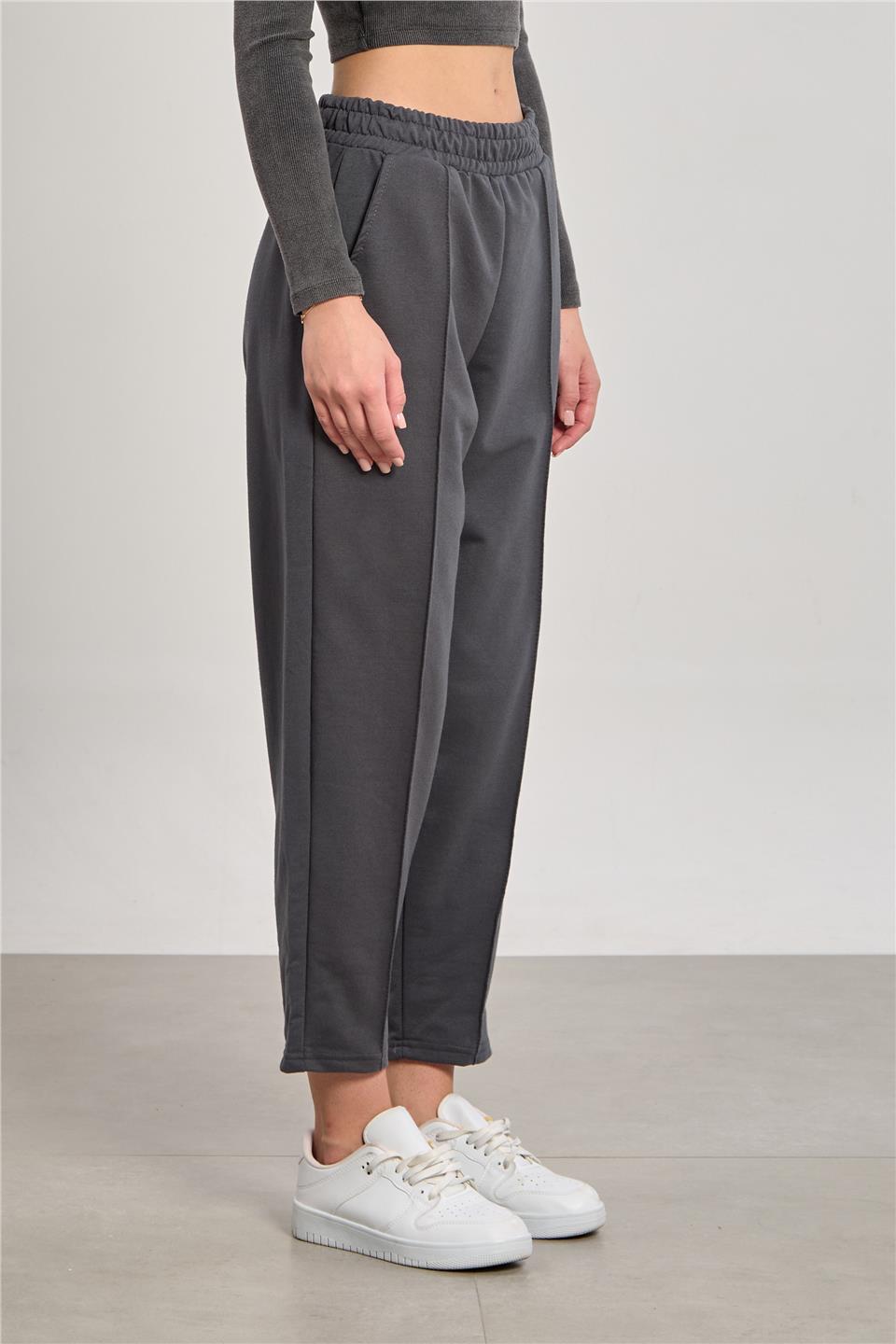 Kadın Çimalı Havuç Eşofman Altı - Antrasit