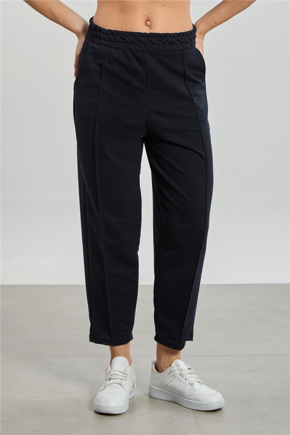 Kadın Çimalı Havuç Eşofman Altı - Lacivert