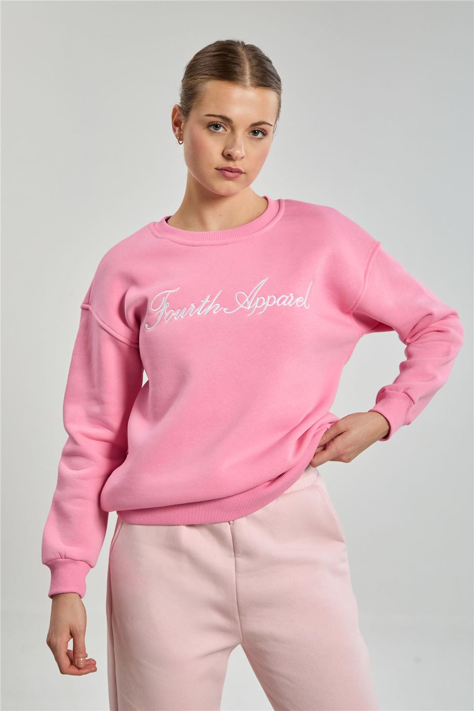 Kadın Fourth Apparel Baskılı Sweatshirt - Pembe