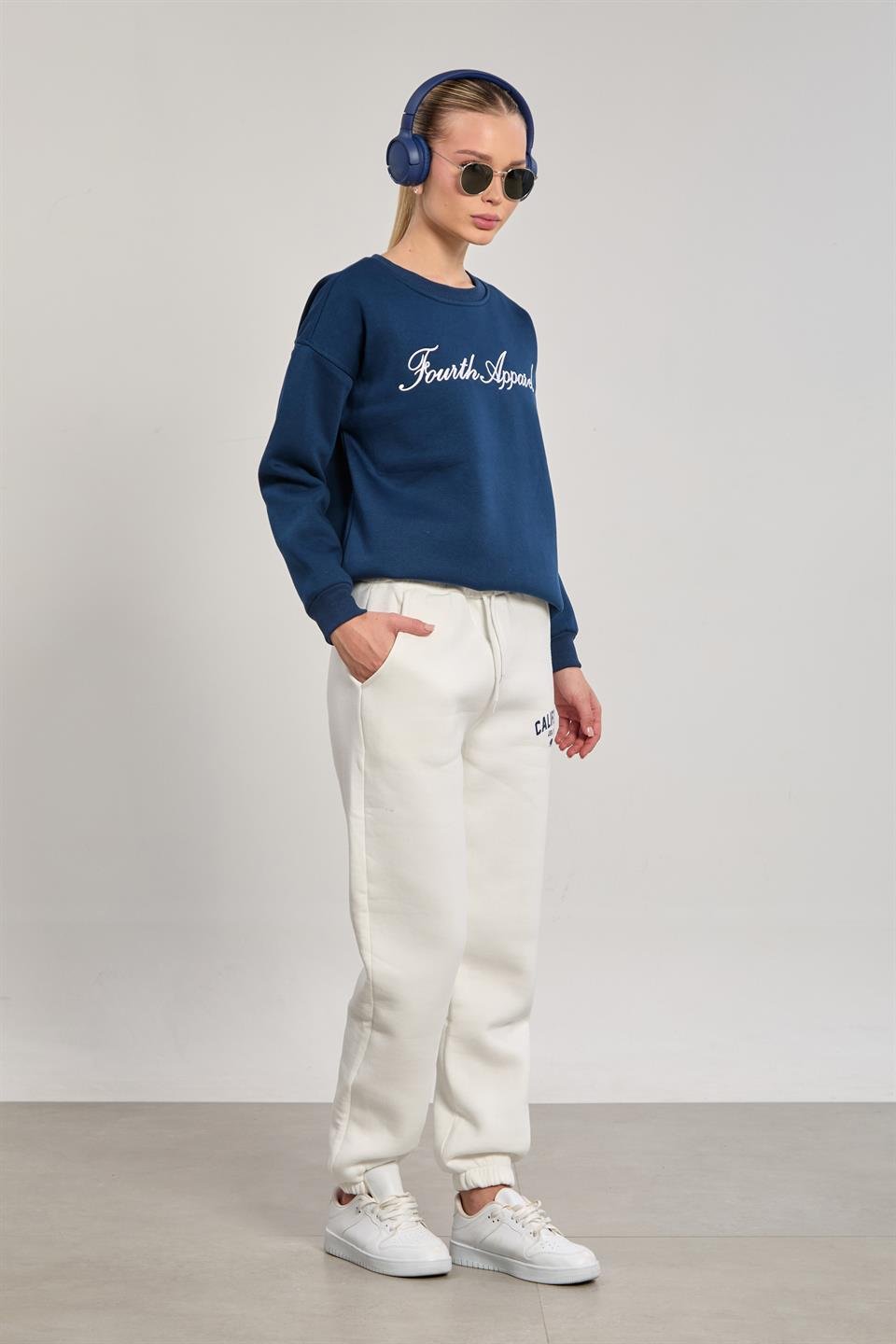 Kadın Fourth Apparel Baskılı Sweatshirt - Lacivert