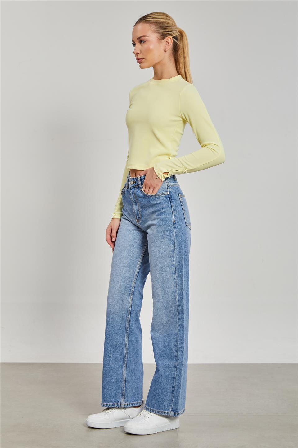 Kadın Geniş Paça Jean Pantolon - Açık Mavi