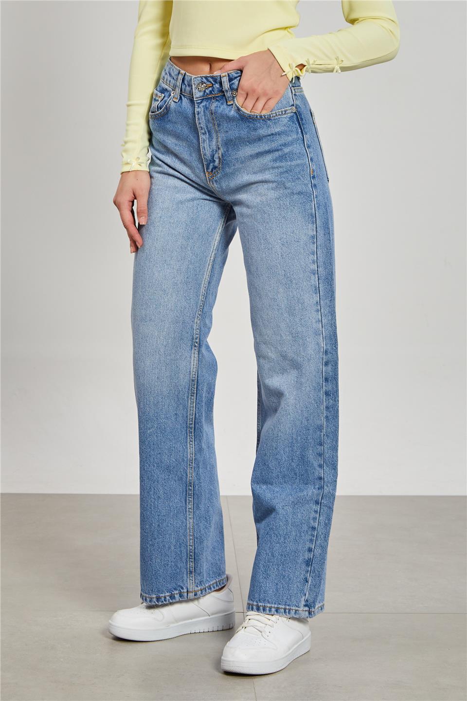 Kadın Geniş Paça Jean Pantolon - Açık Mavi