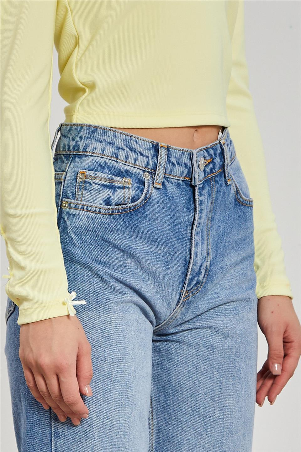 Kadın Geniş Paça Jean Pantolon - Açık Mavi
