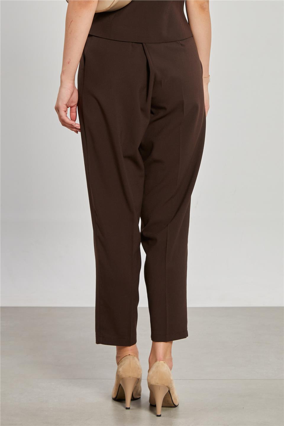 Kadın Havuç Kumaş Pantolon - Kahve