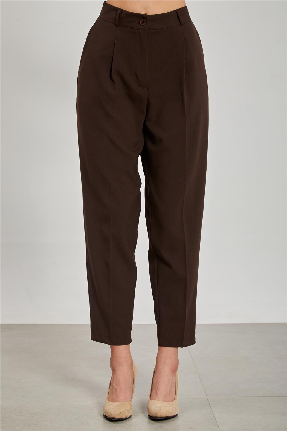 Kadın Havuç Kumaş Pantolon - Kahve