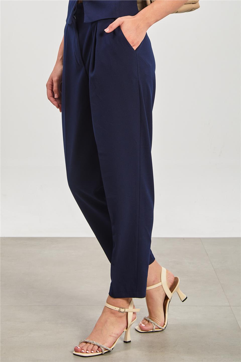 Kadın Havuç Kumaş Pantolon - Lacivert