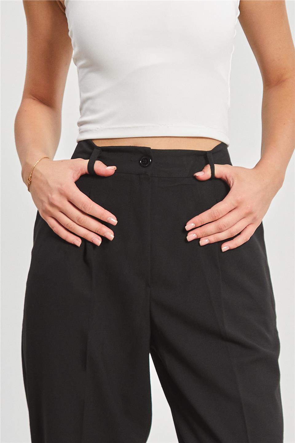 Kadın Havuç Kumaş Pantolon - Siyah
