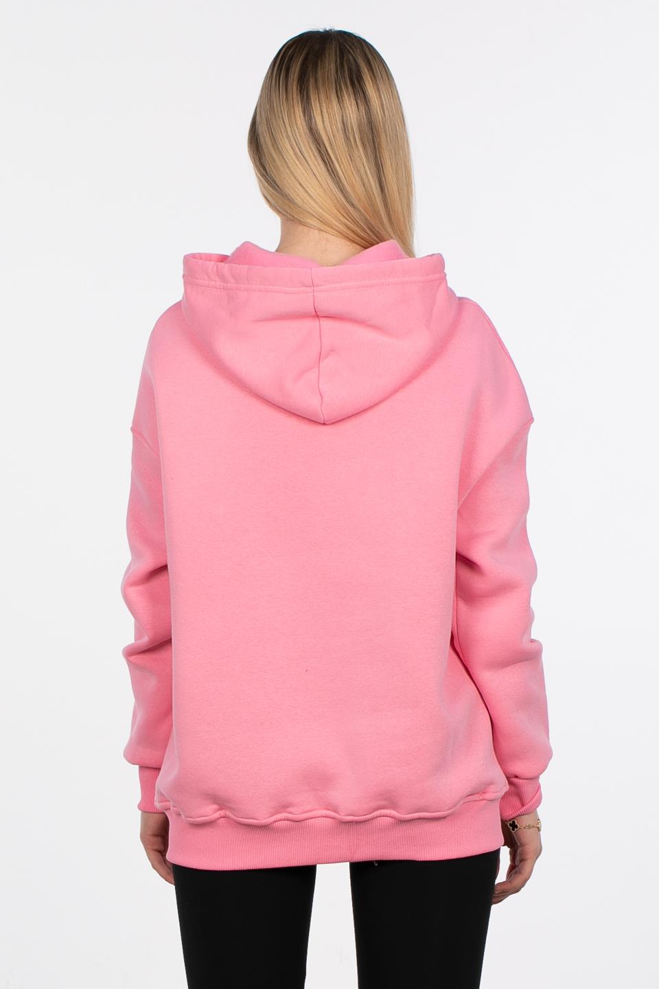 Kadın Kapüşonlu Kanguru Cep Sweatshirt - Pembe