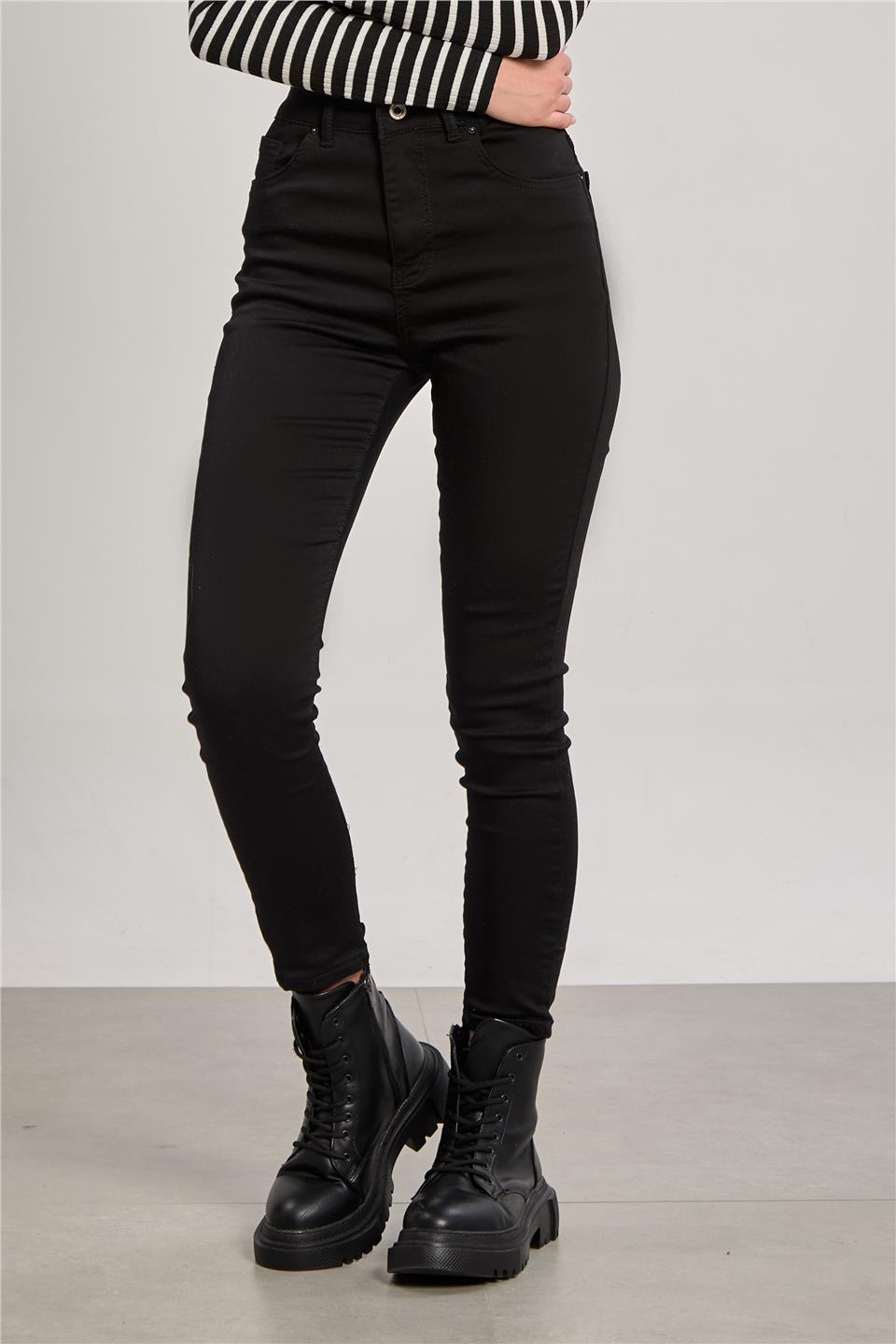 Kadın Mia Yüksek Bel Dar Paça Jean Pantolon - Siyah