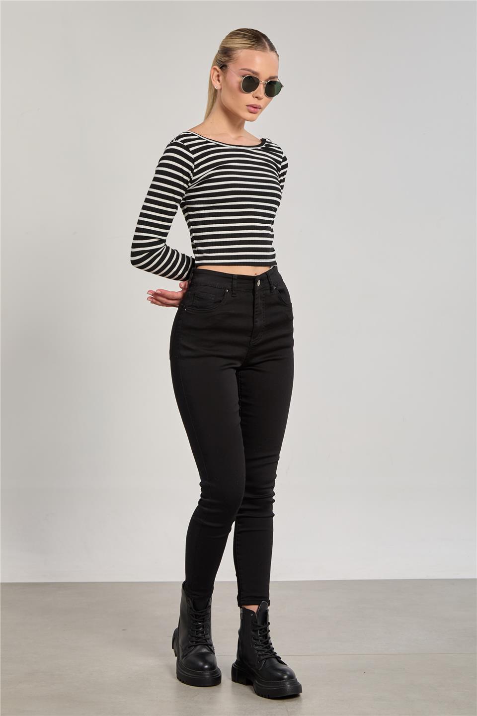 Kadın Mia Yüksek Bel Dar Paça Jean Pantolon - Siyah