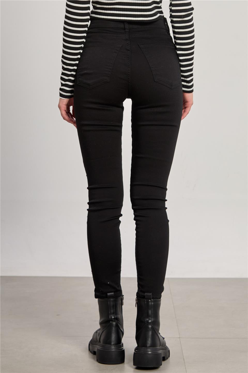 Kadın Mia Yüksek Bel Dar Paça Jean Pantolon - Siyah