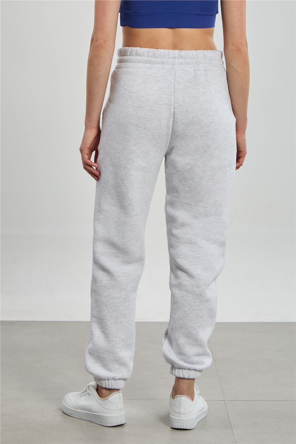 Kadın Paçası Lastikli California Baskılı Eşofman Altı - Kar Melanj 