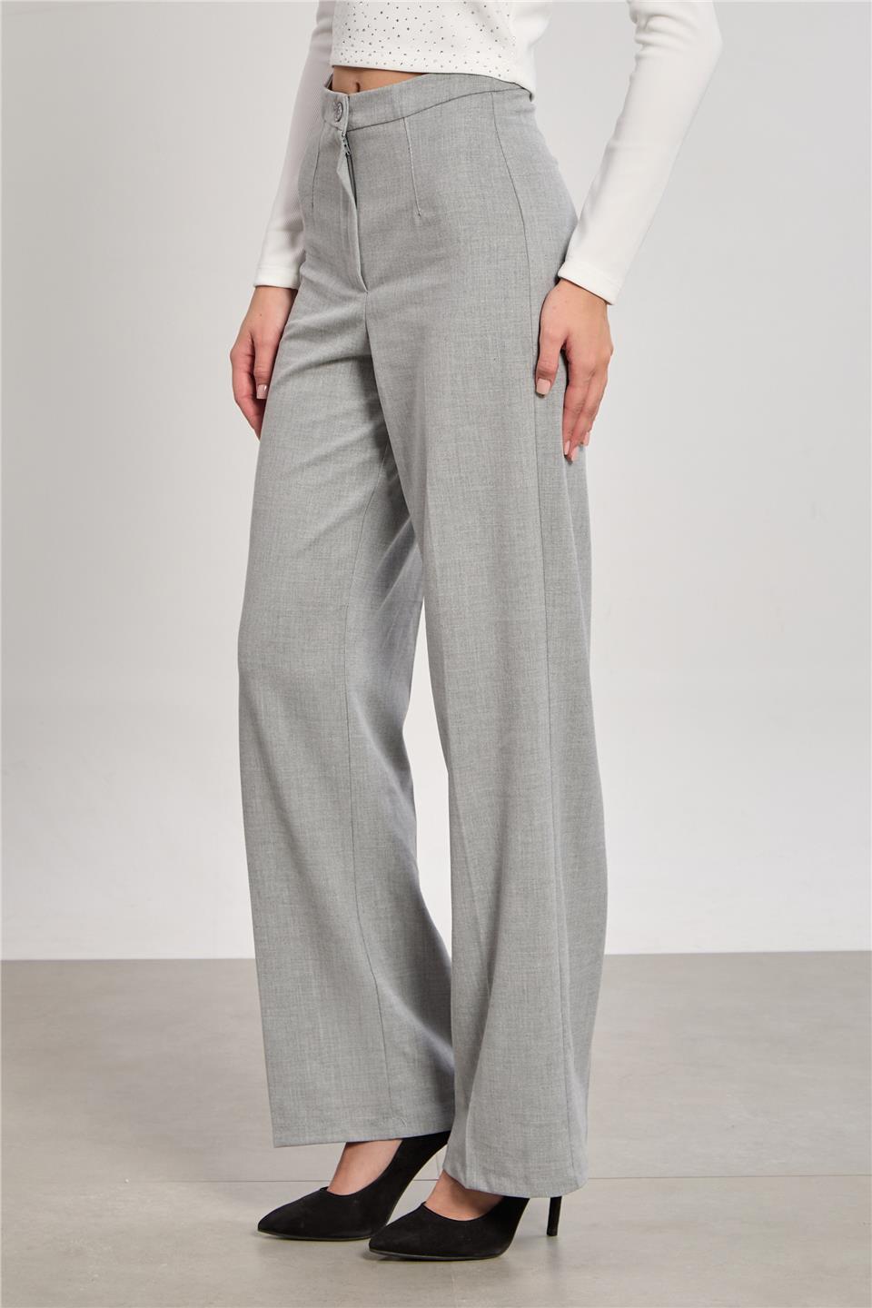 Kadın Palazzo Pantolon - Açık Gri