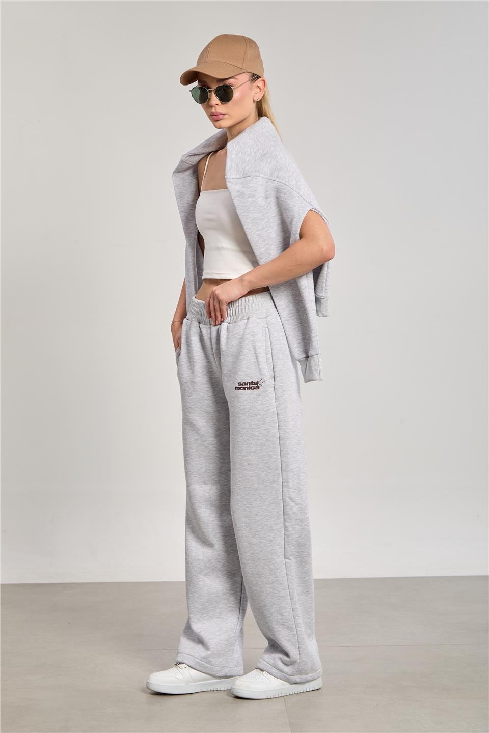 Kadın Santa Monica Baskılı Eşofman Altı - Kar Melanj