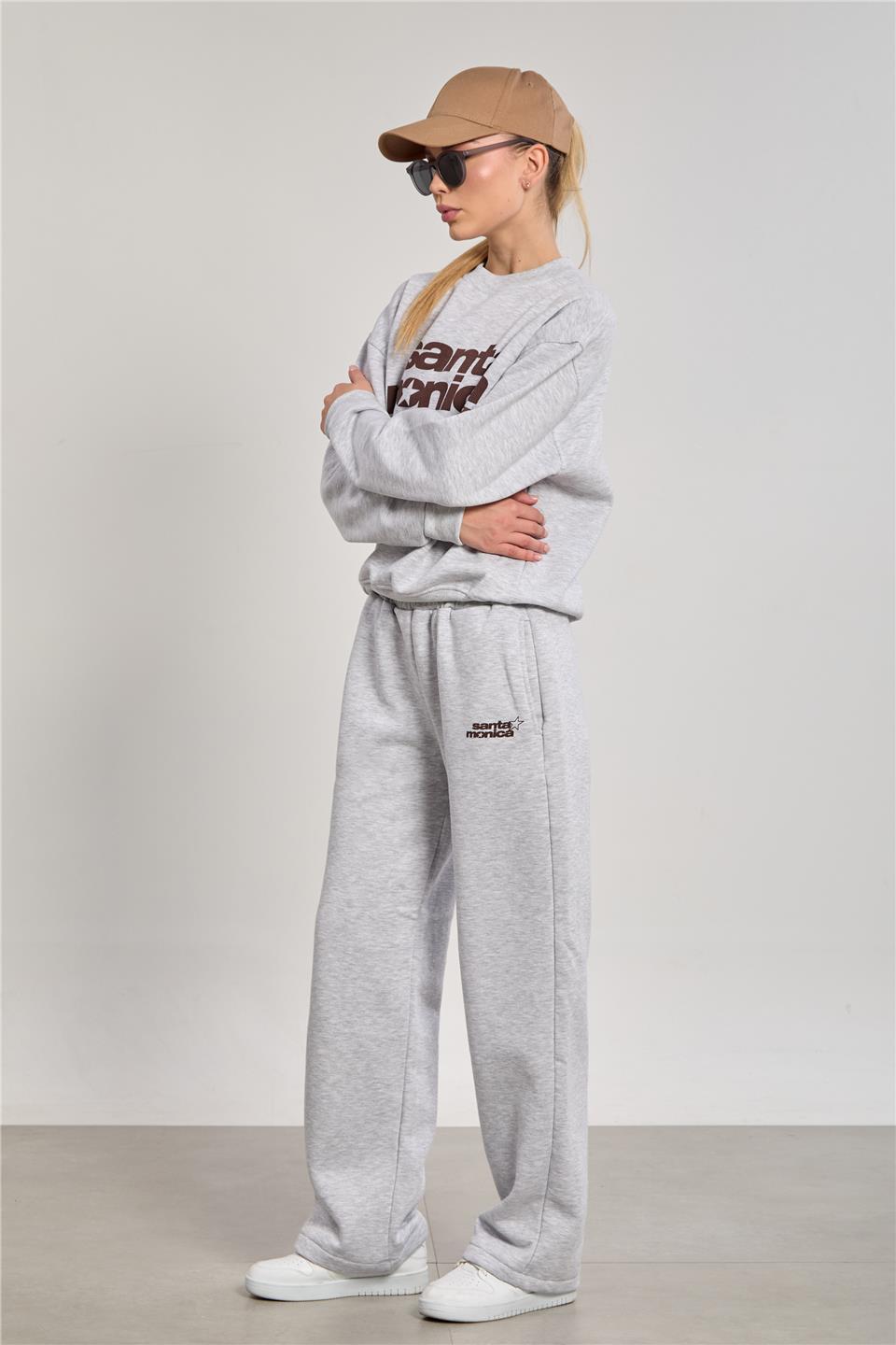 Kadın Santa Monica Baskılı Eşofman Altı - Kar Melanj