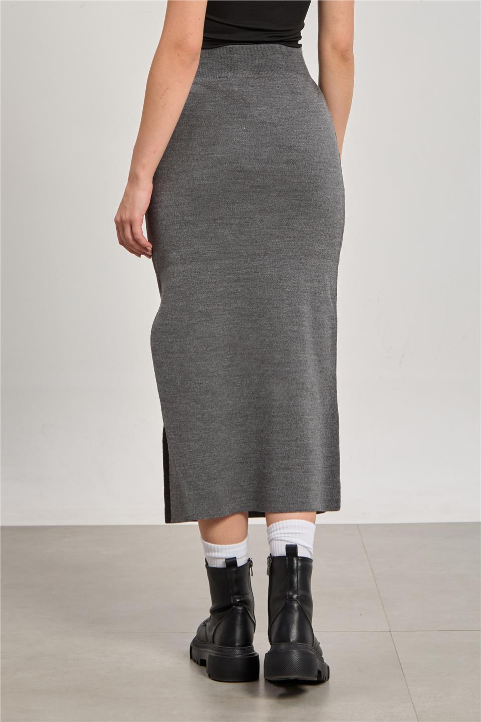 Kadın Triko Kalem Etek - Antrasit 