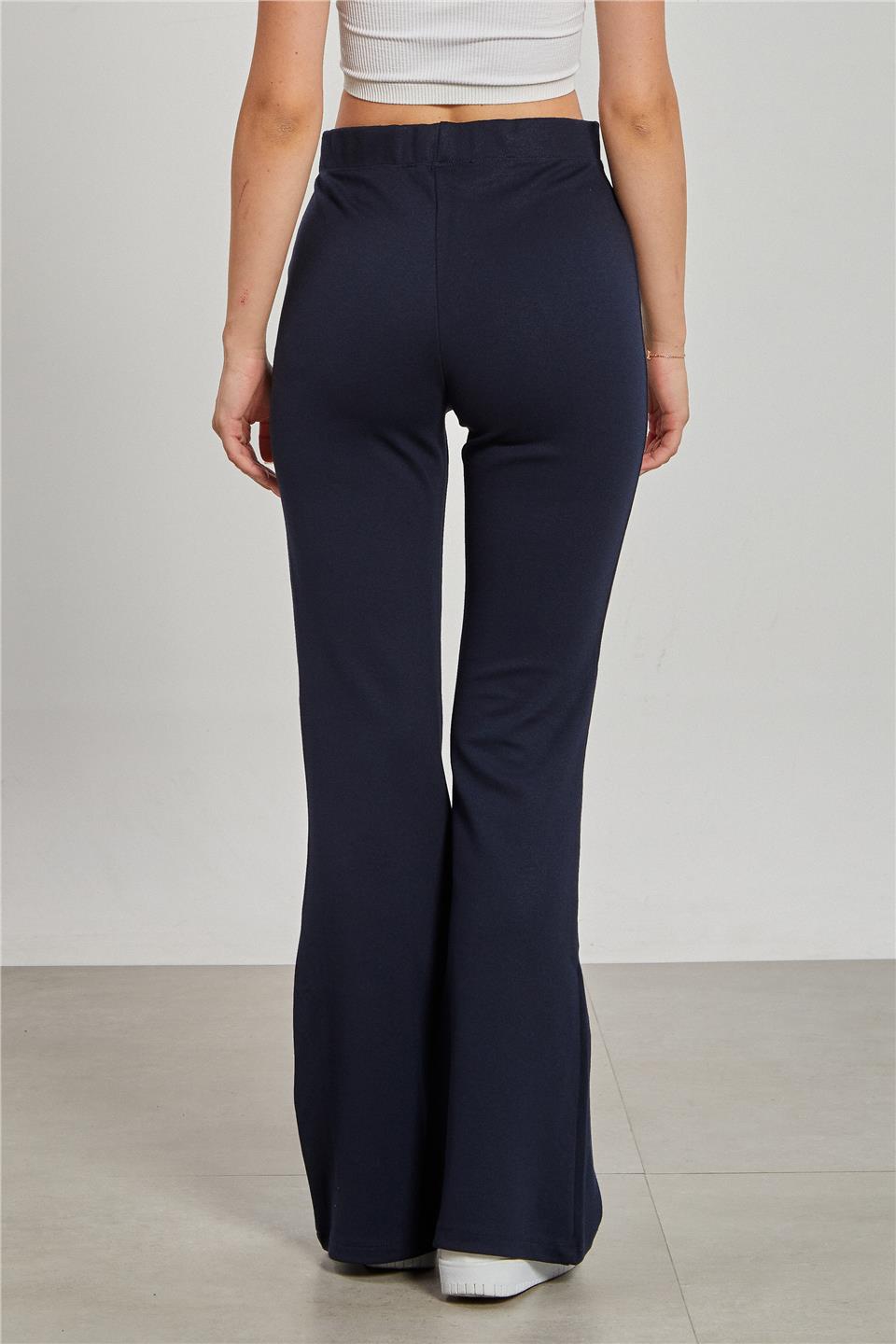 Kadın Yüksek Bel İspanyol Paça Tayt - Lacivert