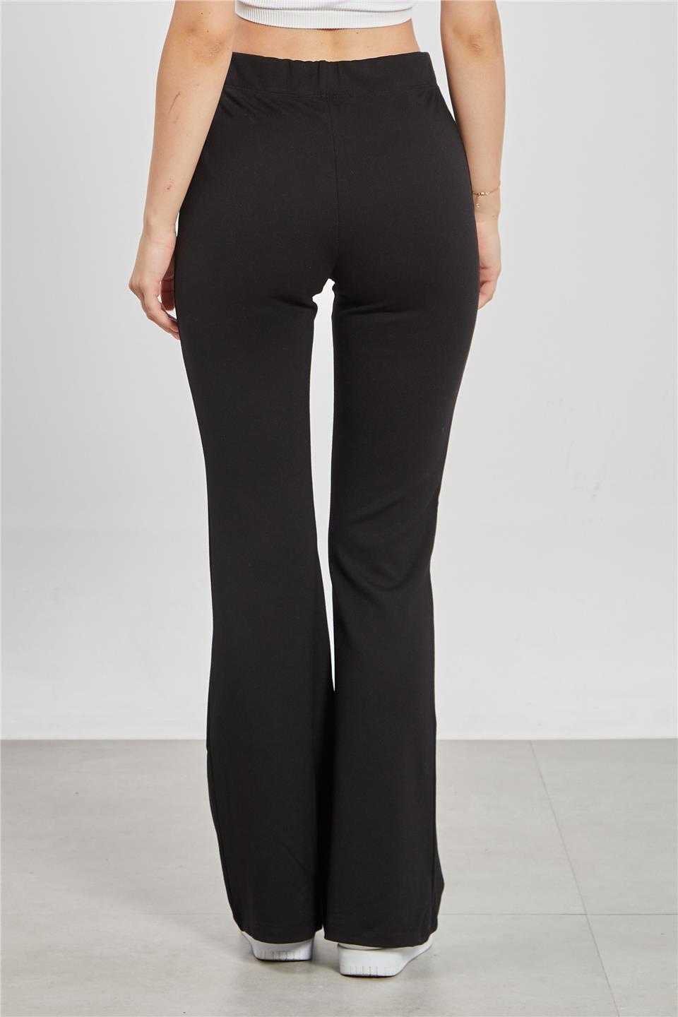 Kadın Yüksek Bel İspanyol Paça Tayt - Siyah