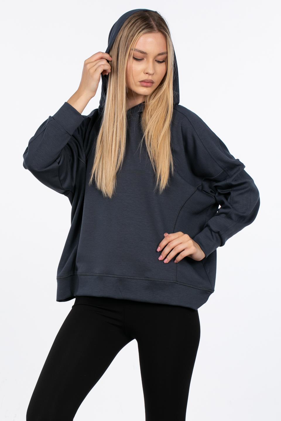 Kapüşonlu Modal Sweatshirt - Antrasit