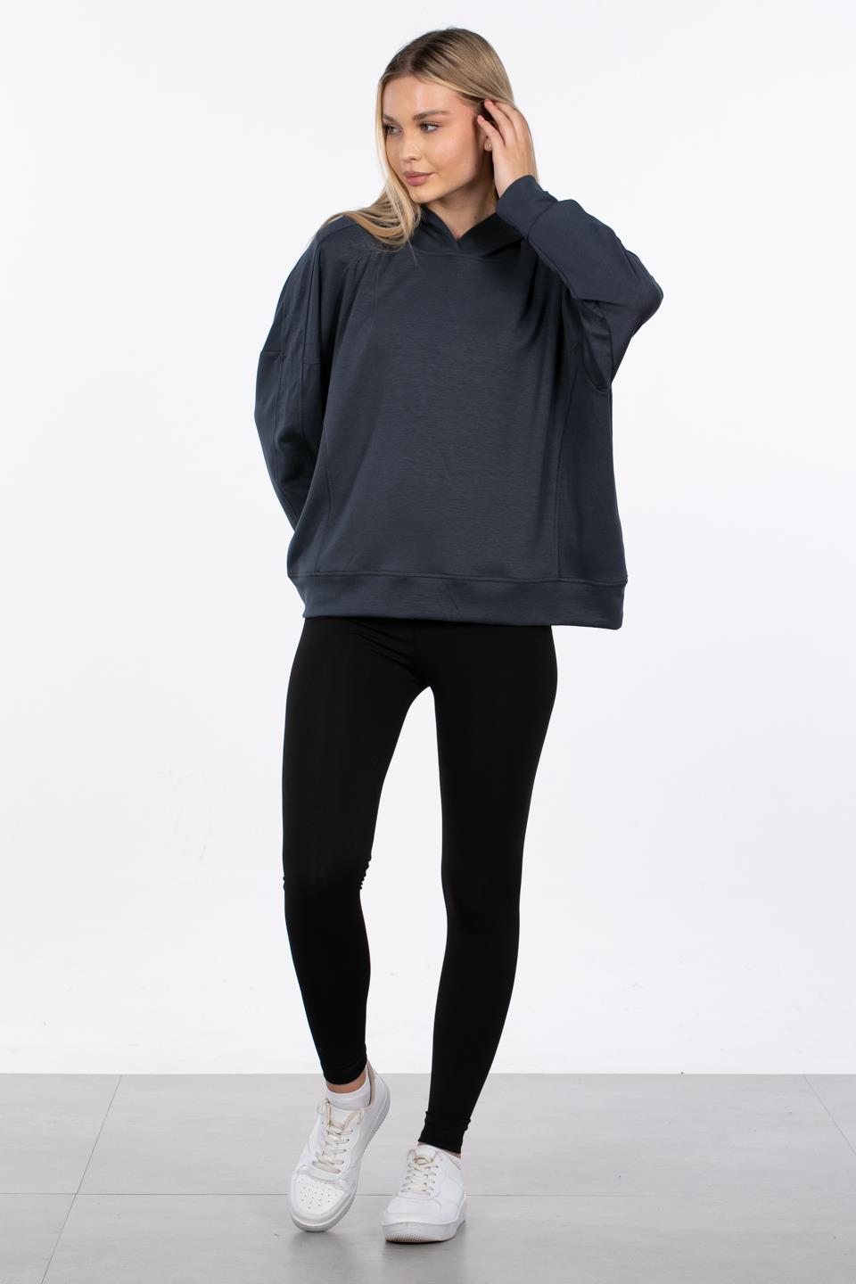 Kapüşonlu Modal Sweatshirt - Antrasit