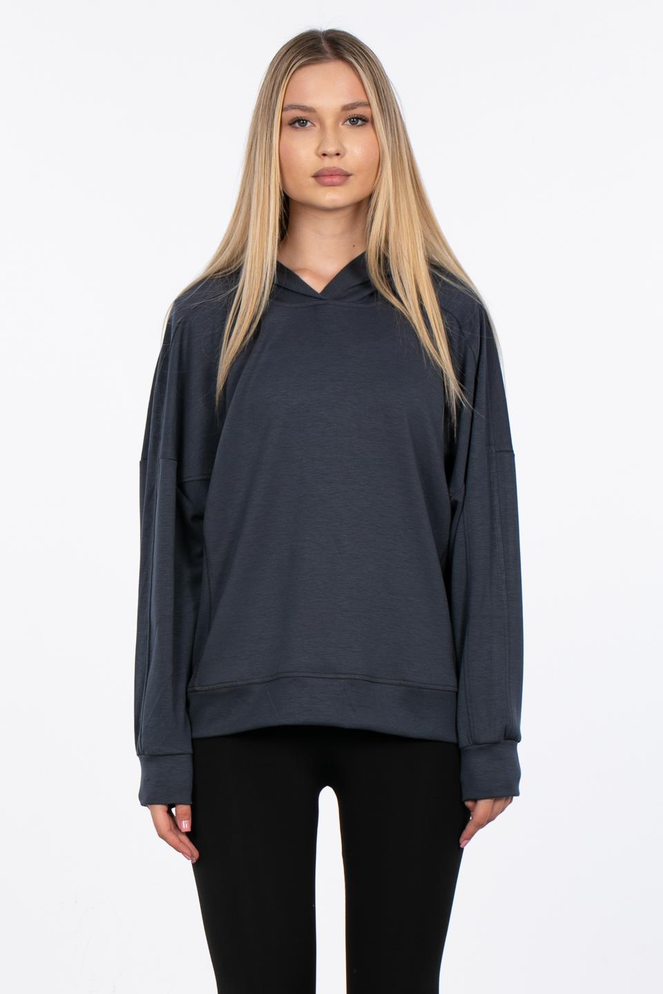 Kapüşonlu Modal Sweatshirt - Antrasit