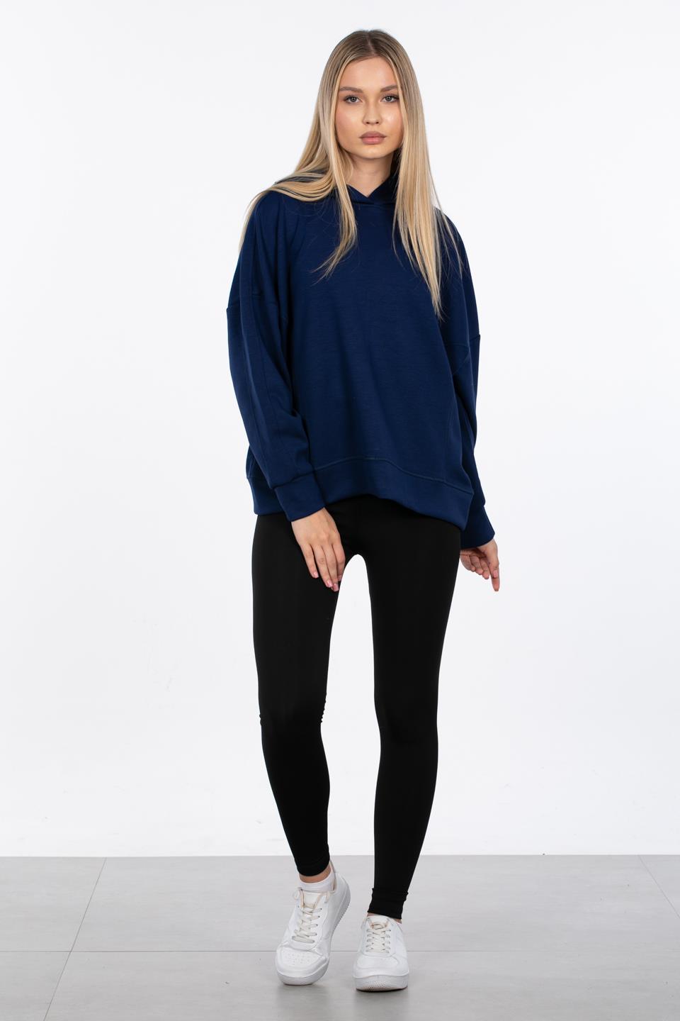 Kapüşonlu Modal Sweatshirt - Lacivert