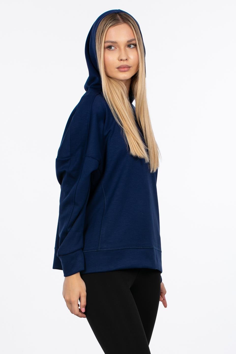 Kapüşonlu Modal Sweatshirt - Lacivert