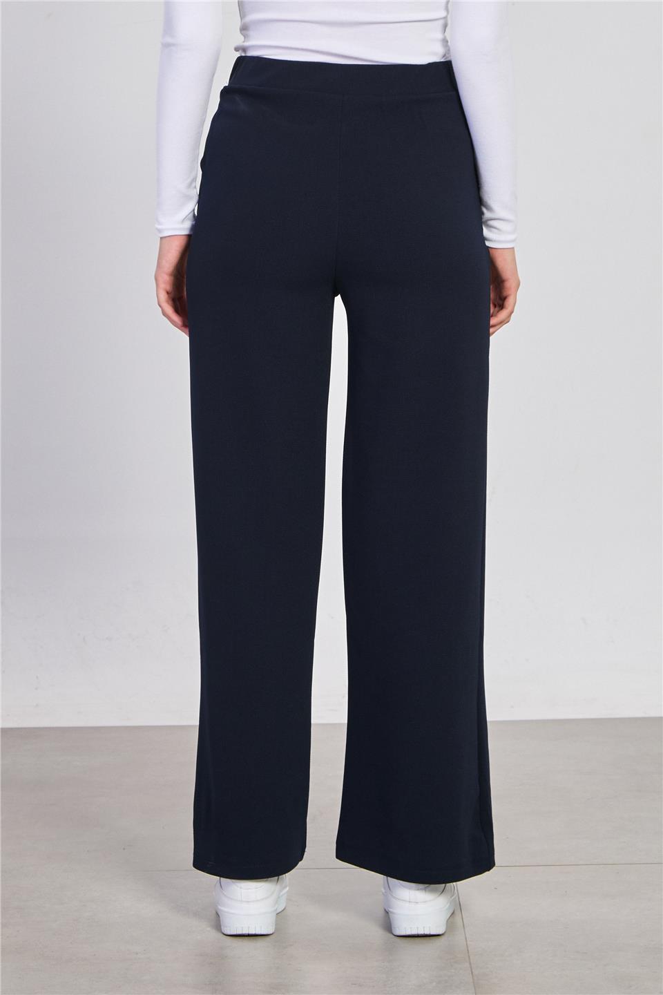	Kadın Kemer Detaylı Bol Pantolon - Lacivert