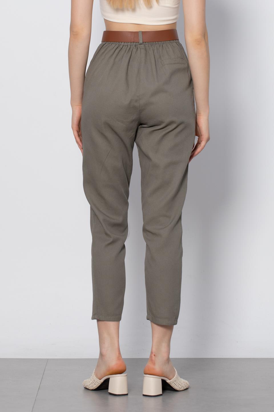 Kemerli Havuç Pantolon - Haki