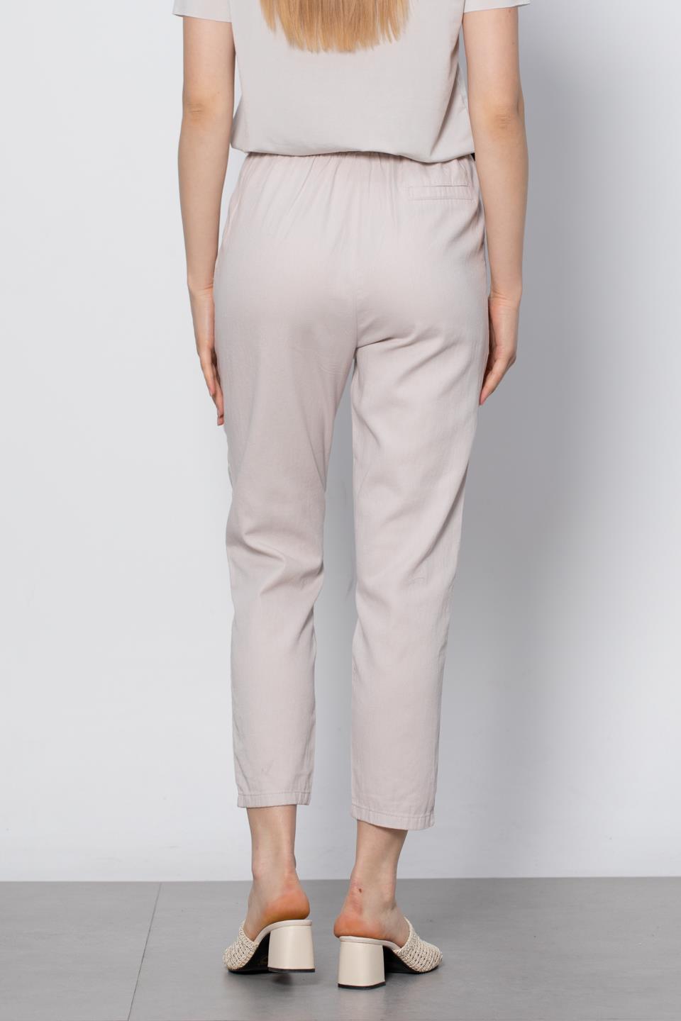 Kemerli Havuç Pantolon - Taş