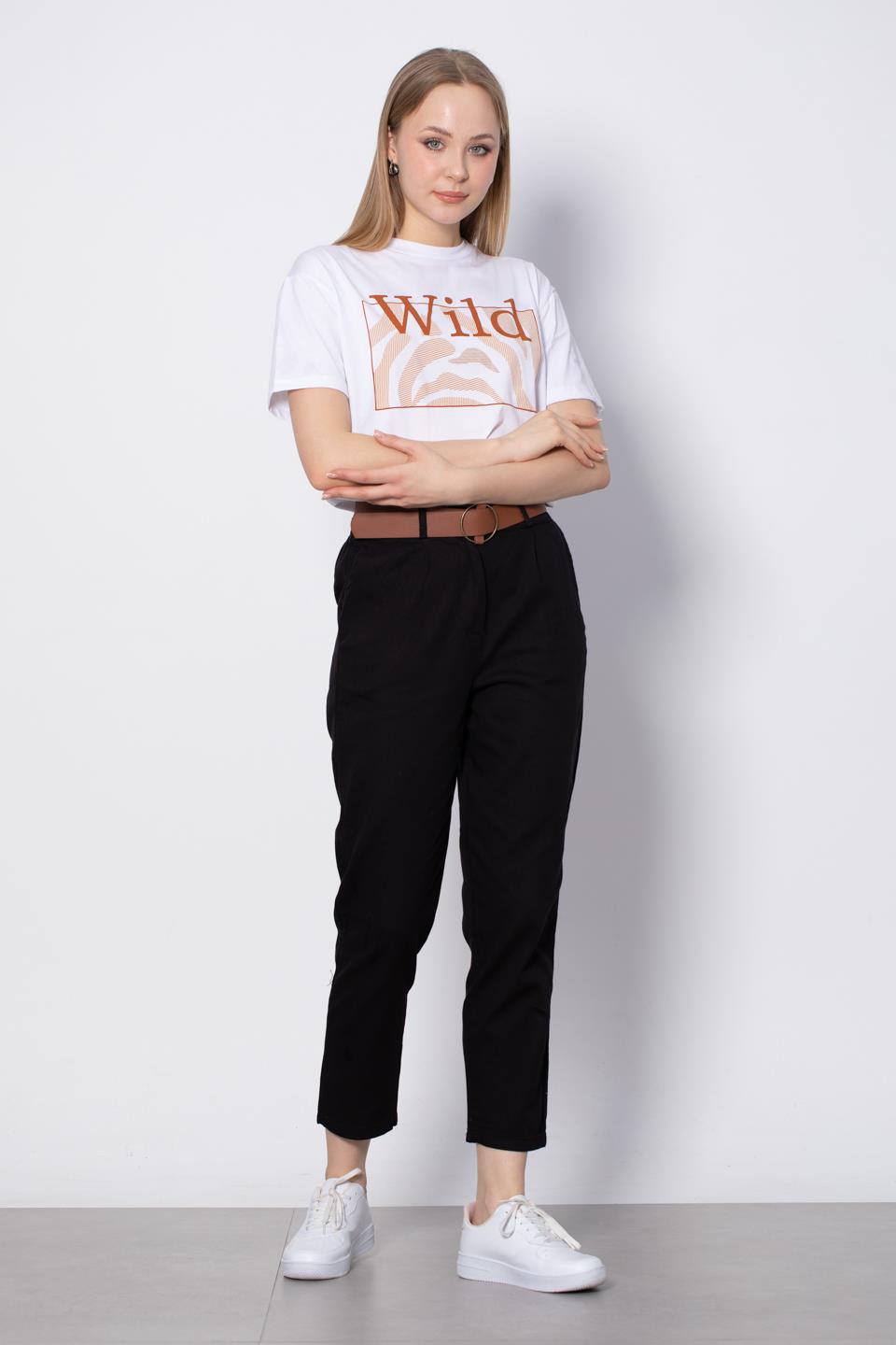 Kemerli Havuç Pantolon - Siyah