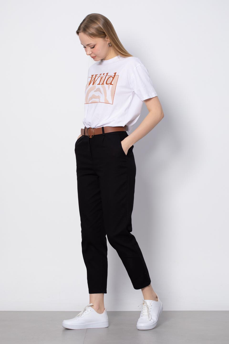 Kemerli Havuç Pantolon - Siyah