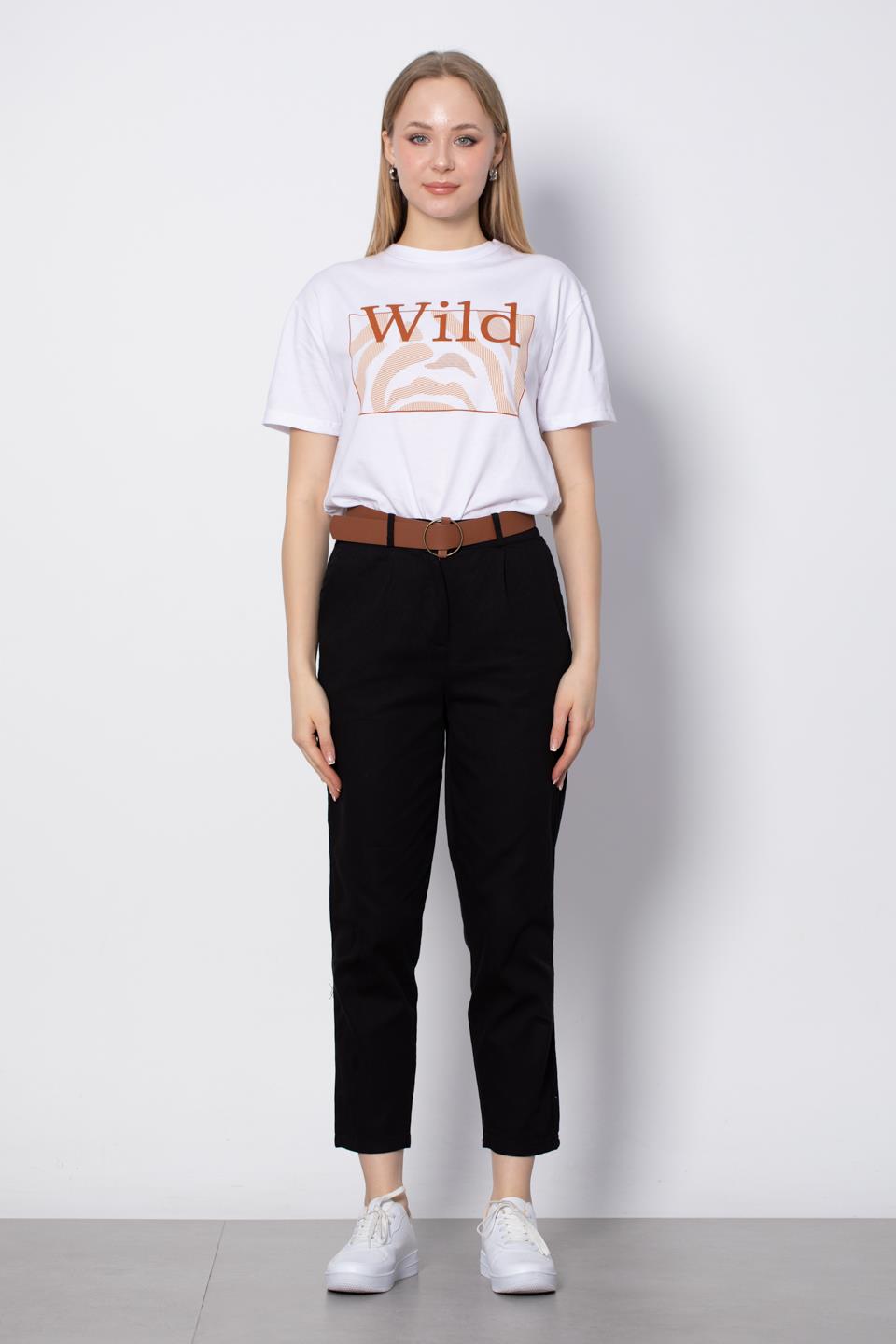 Kemerli Havuç Pantolon - Siyah