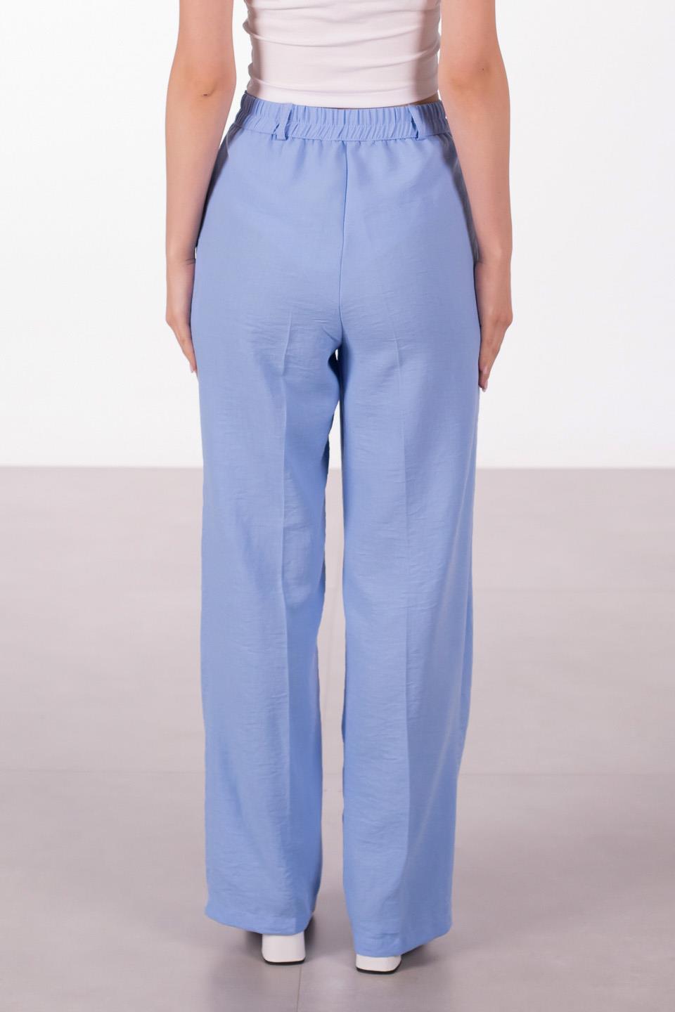 Kadın Keten Palazzo Pantolon - Bebe Mavi
