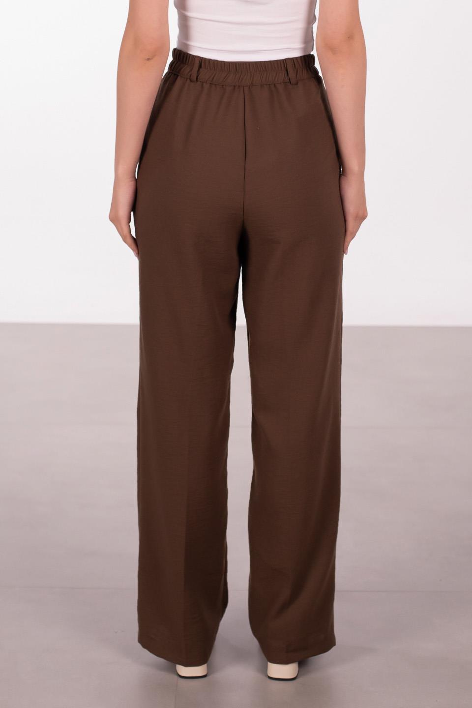 Kadın Keten Palazzo Pantolon - Kahve